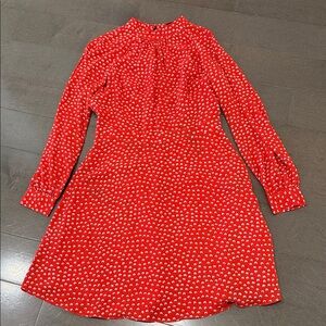 Banana Republic Red Patterned Long Sleeve Dress